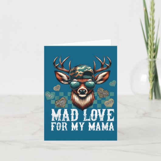 Mad Retro Love For My Mama Camo Deer Hunting Valen Karte (Vorderseite)
