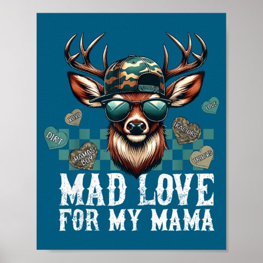 Mad Retro Love For My Mama Camo Deer Hunting Valen Poster (Vorne)