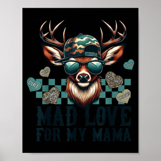 Mad Retro Love For My Mama Camo Deer Hunting Valen Poster (Vorne)
