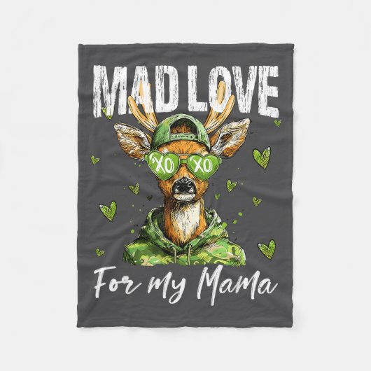 Mad Retro Love For My Mama Deer Hunting Boys Valen Fleecedecke (Vorderseite)