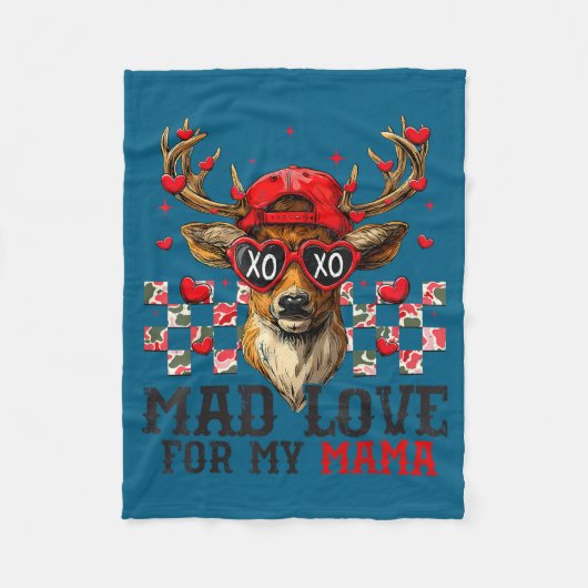 Mad Retro Love For My Mama Deer Hunting Happy Vale Fleecedecke (Vorderseite)