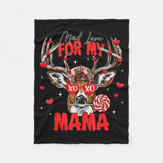 Mad Retro Love For My Mama Deer Hunting Happy Vale Fleecedecke (Vorderseite)