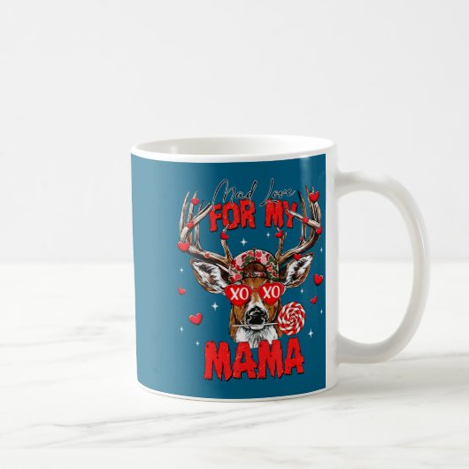 Mad Retro Love For My Mama Deer Hunting Happy Vale Kaffeetasse (Rechts)