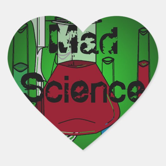 Mad Science Beakers Test Tubes Solutions Herz-Aufkleber (Vorderseite)