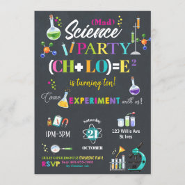 Mad Science Birthday Party Chalkboard Girl Einladung