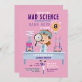 Mad Science Birthday Party Experiment Girls Einladung (Vorne/Hinten)