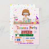 Mad Science Geburtstagsfeier Einladung für Mädchen (Vorne/Hinten)