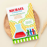 Mad Science - Geburtstagspartei - Einladung<br><div class="desc">Feiern Sie Ihre kleine geniale Geburtstagsparty mit einer wissenschaftlichen Geburtstagsparty. Diese Mad Scientist Party Einladung enthält einen chemischen Laborkolben mit gelben Streifen. Mit unserer verrückten Party Einladung bereichern wir Ihre kleine einstein Geburtstagsparty. Dieses Design der wissenschaftlichen Einladungen ist auch perfekt, um Ihr Genie mit einem verrückten Wissenschaftler Baby Dusche Party...</div>