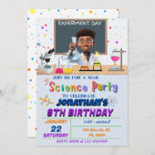 Mad Science - Geburtstagsparty - Einladung für Jun (Vorne/Hinten)