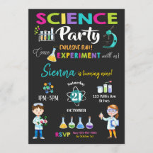 Mad Science Party Birthday Invitation Girl