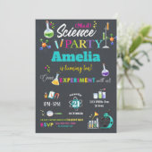 Mad Science Party Birthday Invitation Girl Einladung (Stehend Vorderseite)