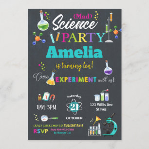 Mad Science Party Birthday Invitation Girl Einladung