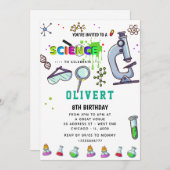 Mad Science Party Einladung zum Geburtstag (Vorne/Hinten)