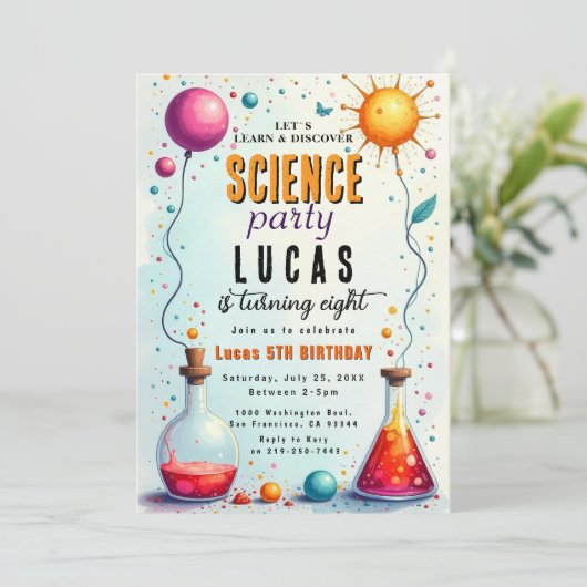 Mad Science Party Einladung zum Geburtstag (Stehend Vorderseite)