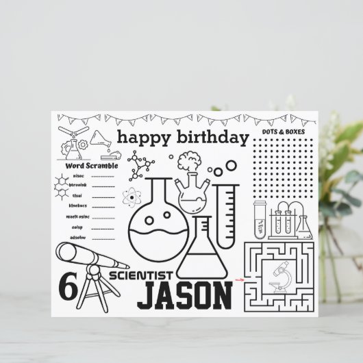 Mad science plaemats, Mad science birthday games (Stehend Vorderseite)