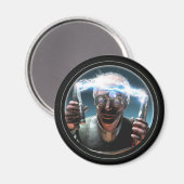 Mad Scientist #2 Round-Magnet Magnet (Vorderseite/Rückseite)