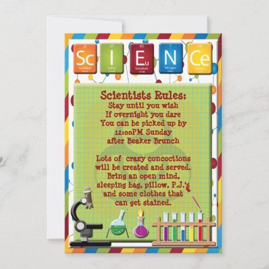 Mad Scientist Beaker Hazard Microscope einladen Einladung (Rückseite)