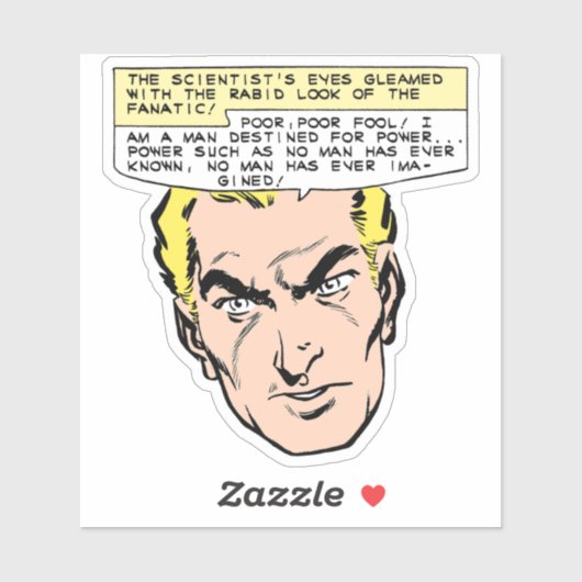 Mad Scientist bedroht Vintages Comic Aufkleber (Blatt)