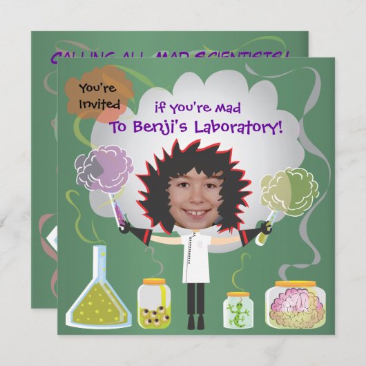 Mad Scientist Birthday Party Einladungen (Vorne/Hinten)