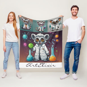 Mad Scientist Lemur Fleecedecke