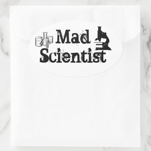 Mad Scientist Ovaler Aufkleber (Tasche)