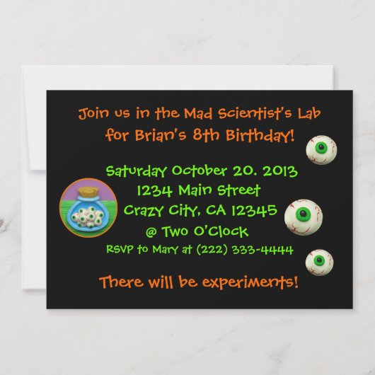 Mad Scientist-Party Einladung (Rückseite)