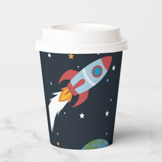 Mad Scientist Party Rocket Volcanes Kinderwissensc Pappbecher (Rückseite)