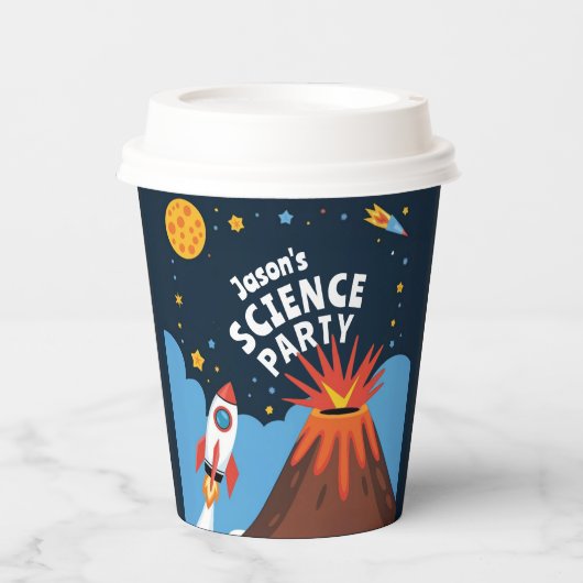 Mad Scientist Party Rocket Volcanes Kinderwissensc Pappbecher (Vorderseite)