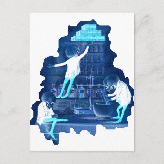 Mad Scientist Skeletons Röntgen Postkarte (Vorderseite)