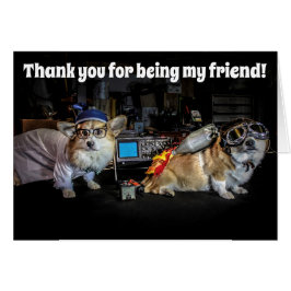 Mad Scientist und Rocketeer Corgi Friendship Card