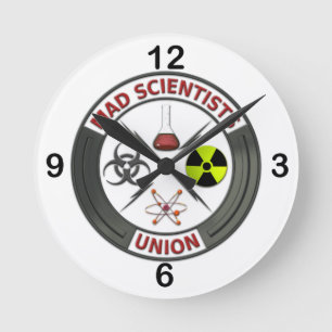 Mad Scientist Union Runde Wanduhr