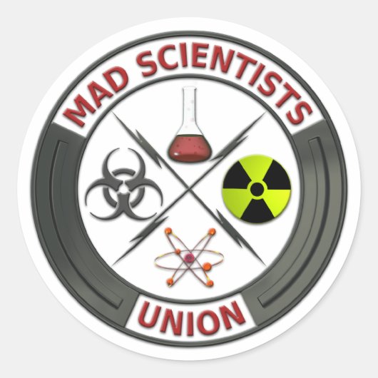Mad Scientist Union Runder Aufkleber (Vorderseite)