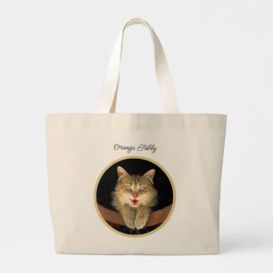 Mad Tabby Cat Portrait Malerei Niedliche Originell Jumbo Stoffbeutel
