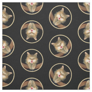 Mad Tabby Cat Portrait Malerei Niedliche Originell Stoff