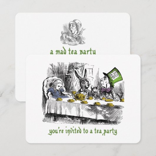 Mad Tea Party Einladungen (Vorne/Hinten)