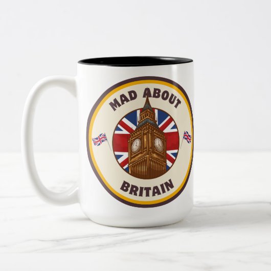 Mad über Britain Big Ben Zweifarbige Tasse (Links)