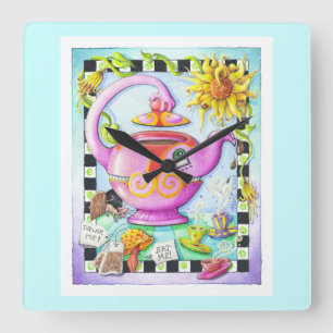 MAD ÜBER TEA-PARTY QUADRATISCHE WANDUHR