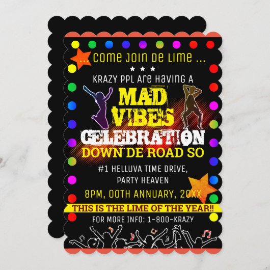 MAD VIBES PARTY EINLADUNG (Vorne/Hinten)