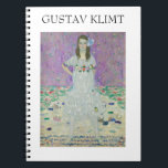 Mäda Primavesi von Gustav Klimt Notizblock<br><div class="desc">Mäda Primavesis Äußerung und Haltung vermitteln einem neunjährigen Mädchen,  selbst einem,  das von sich aus vorsätzlich und ein Tomboy war,  ein bemerkenswertes Selbstvertrauen.</div>