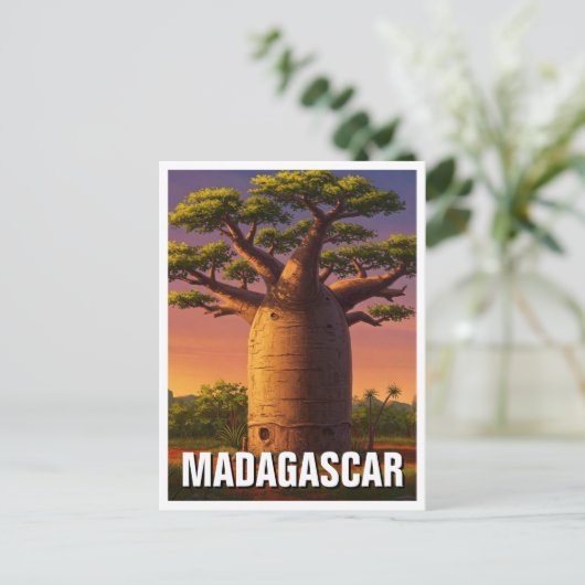 Madagascar Baobab Tree Travel Postkarte (Stehend Vorderseite)