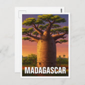 Madagascar Baobab Tree Travel Postkarte (Vorne/Hinten)