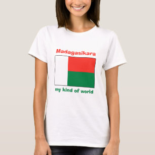 Madagascar-Flagge + Karte + Text-T-Shirt T-Shirt
