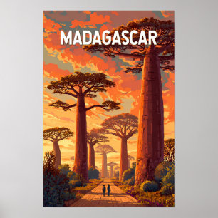 Madagascar-Illustration Reise Kunst Vintage Poster