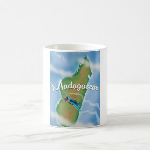 Madagascar-Karte Vintage-Reiseplakat. Kaffeetasse