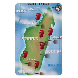 Madagascar-Karte Vintage-Reiseplakat. Magnet