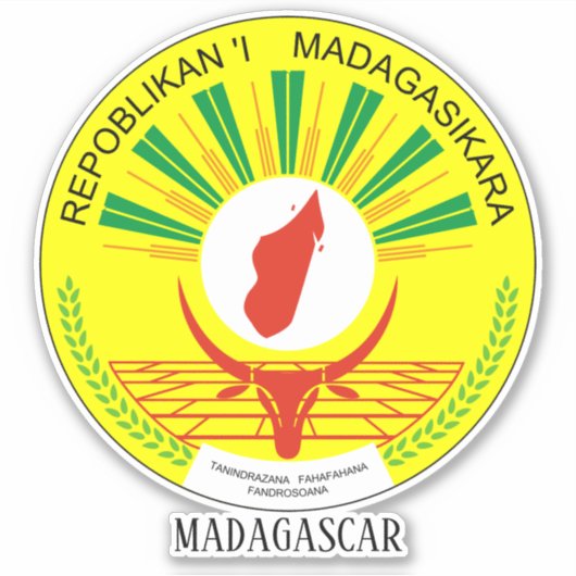 Madagascar National Siegel Patriotic Sticker (Vorderseite)