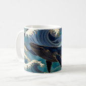 Madagascar Ocean Whale - Blue & Gold Waves |  Kaffeetasse (Vorderseite Links)