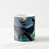 Madagascar Ocean Whale - Blue & Gold Waves |  Kaffeetasse (Mittel)