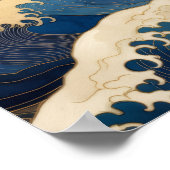 Madagascar Ocean Whale - Blue & Gold Waves |  Poster (Ecke)