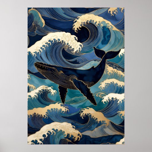 Madagascar Ozeanwal - Blaue & goldene Wellen |  Poster (Vorne)